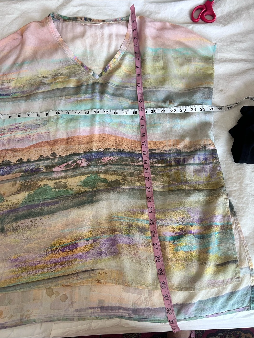 Soft Surroundings 100% Silk Serendipity Desert Villa Print Blouse Size L - Picture 8 of 8
